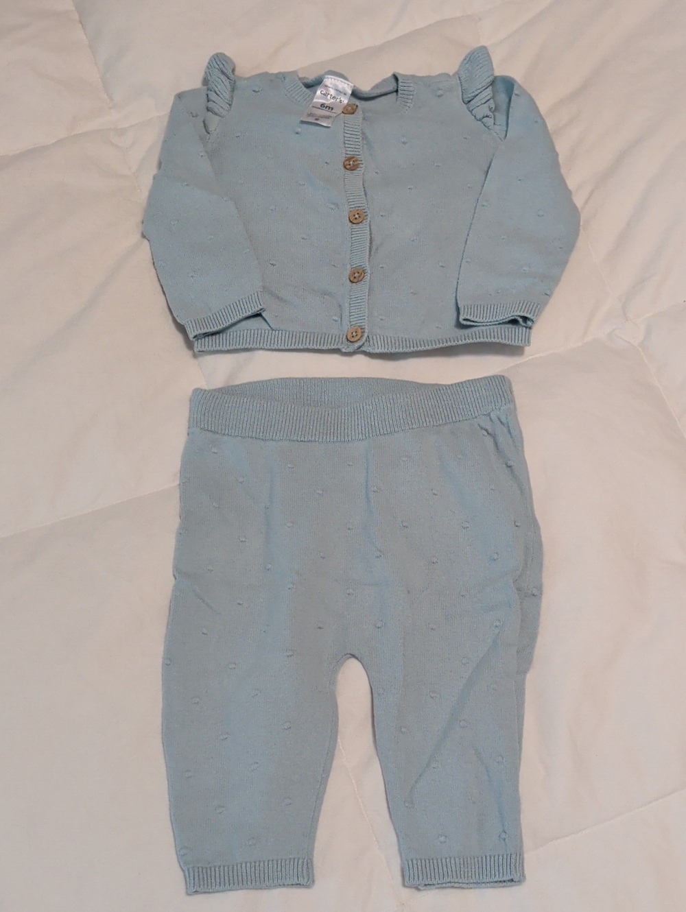 Carter's Light Blue Knit Cardigan & Leggings Set